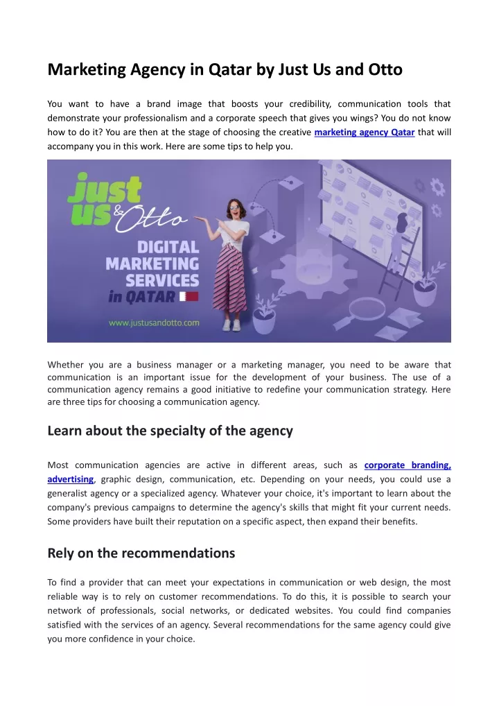 marketing agency in qatar by just us and otto