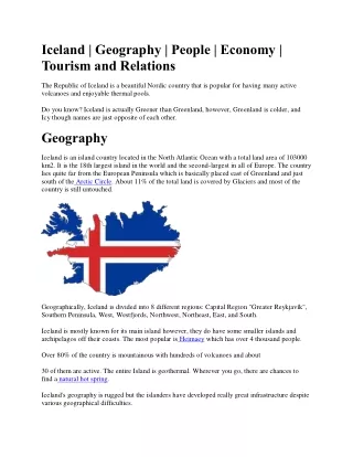 Iceland | Geography | People | Economy |  Tourism and Relations