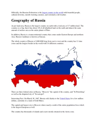 Russia | Geography | People | Economy |  Wildlife and Tourism