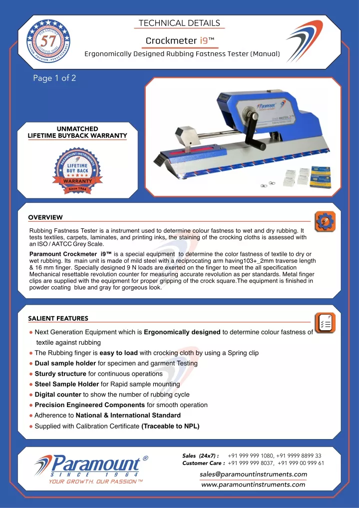 technical details crockmeter i9