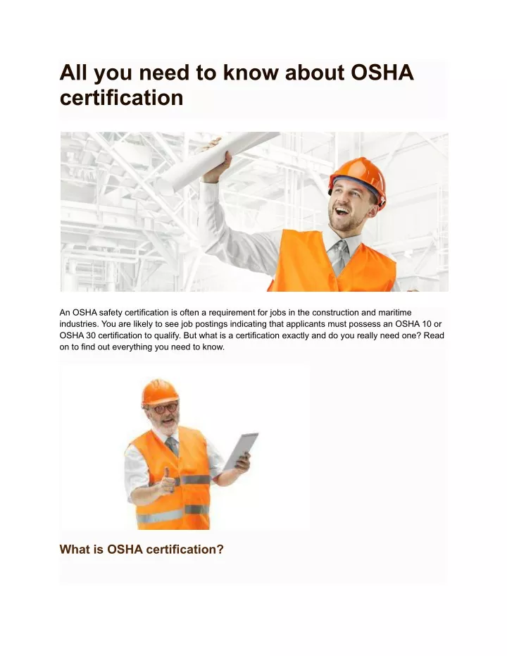 all you need to know about osha certification