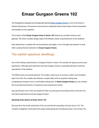 emaar gurgaon greens 102