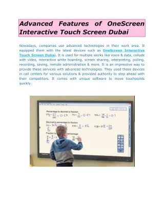 Advanced Features of OneScreen Interactive Touch Screen Dubai