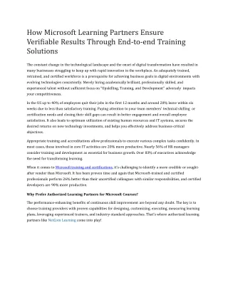 How Microsoft Learning Partners Ensure Verifiable Results Through End-to-end Training Solutions