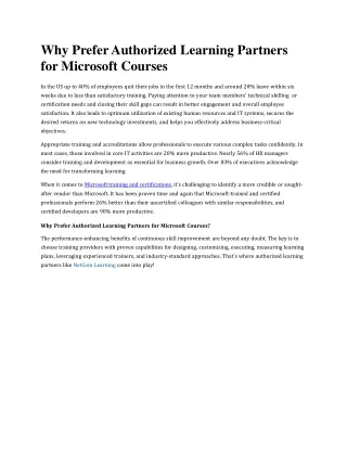Why Prefer Authorized Learning Partners for Microsoft Courses