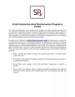 A Brief Introduction About Reimbursement Program in Canada