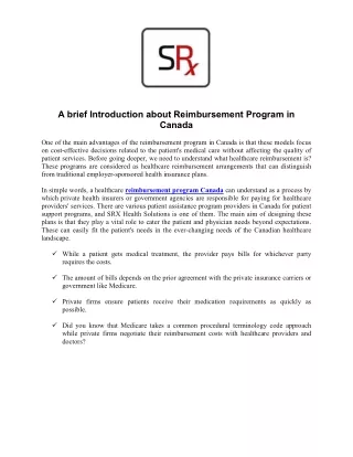 a brief introduction about reimbursement program