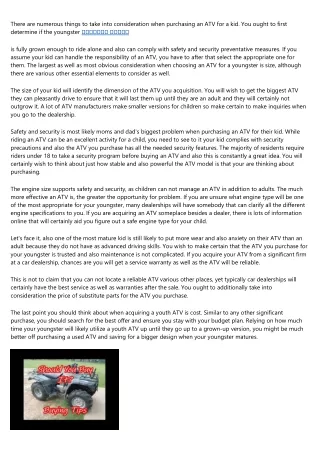 Things to Take Into Consideration When Buying a Young People ATV