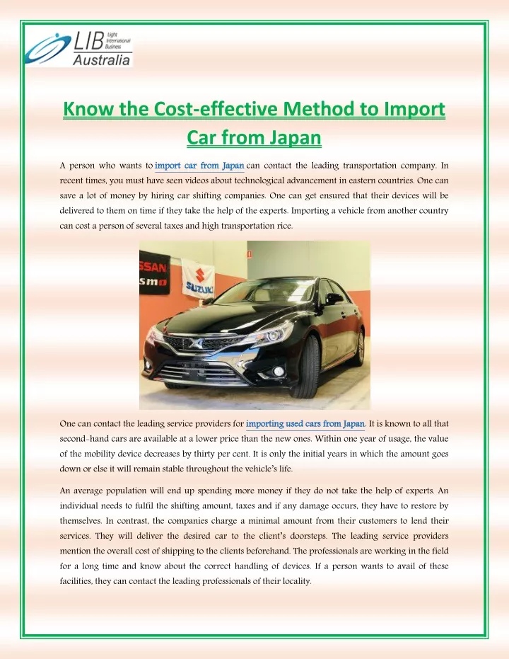 know the cost effective method to import car from