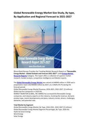 global renewable energy market size study by type