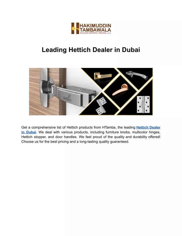 leading hettich dealer in dubai