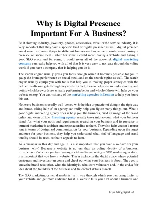 why is digital presence important for a business