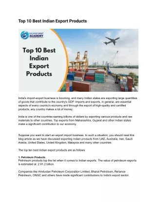 Top 10 Best Indian Export Products