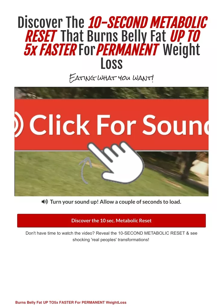 discover the 10 second metabolic 10 second