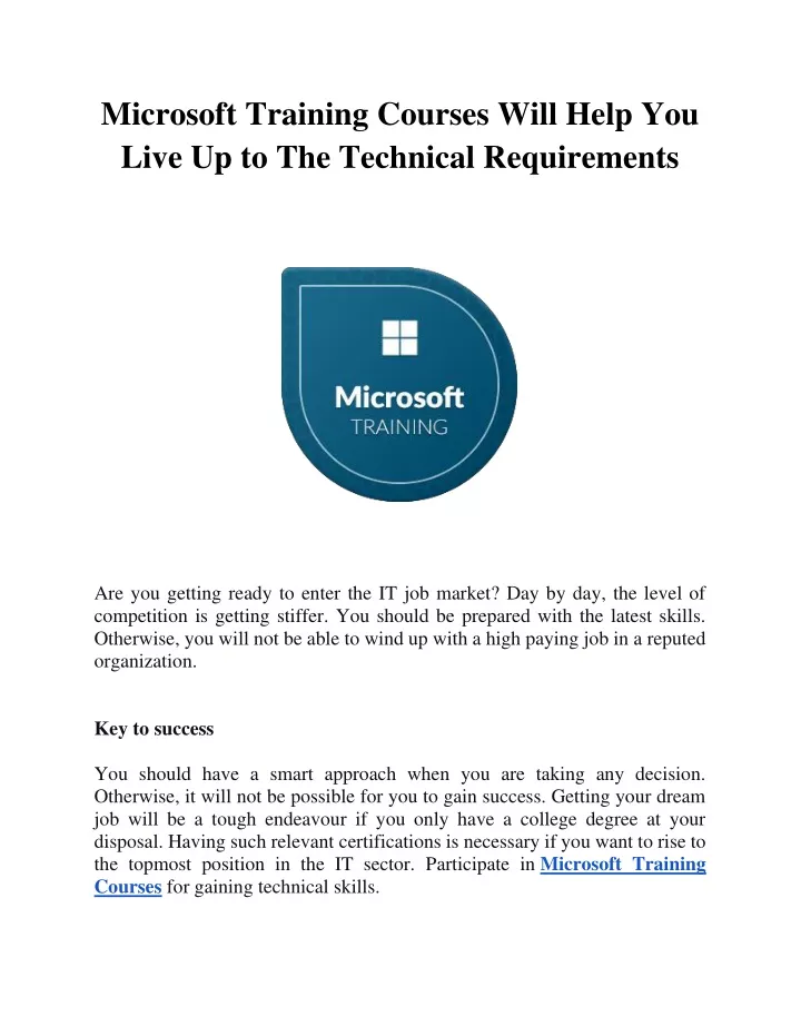 microsoft training courses will help you live
