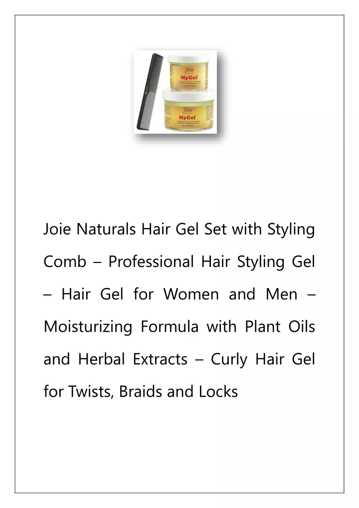 joie naturals hair gel set with styling