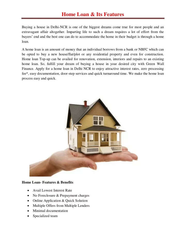 home loan its features