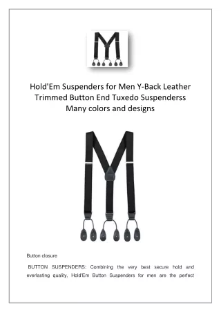 hold em suspenders for men y back leather trimmed