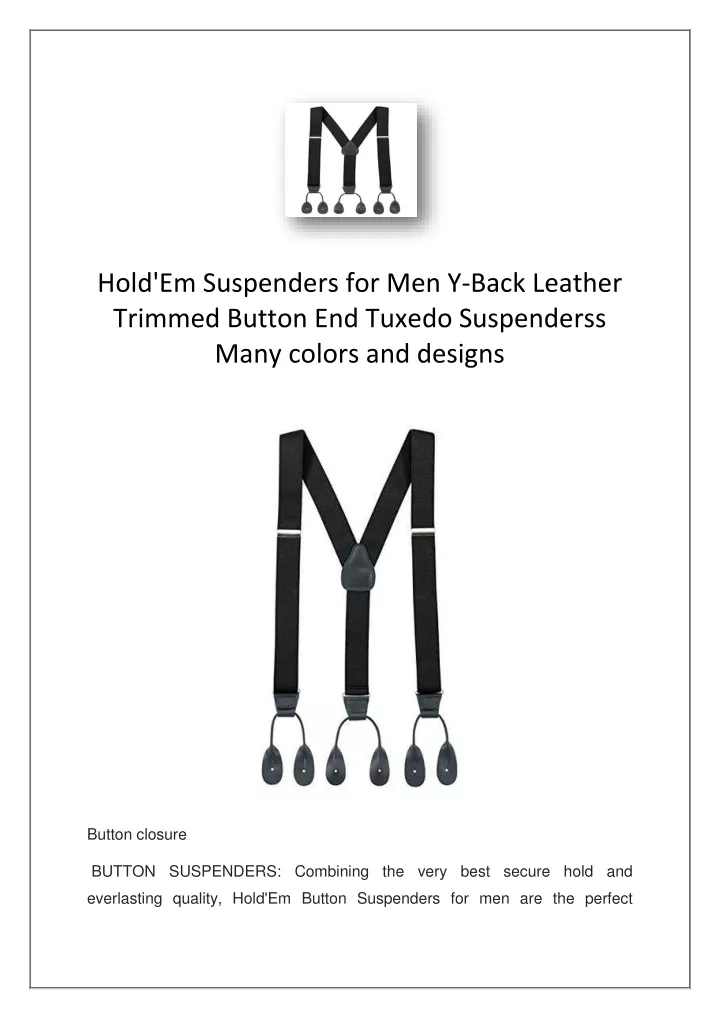 hold em suspenders for men y back leather trimmed