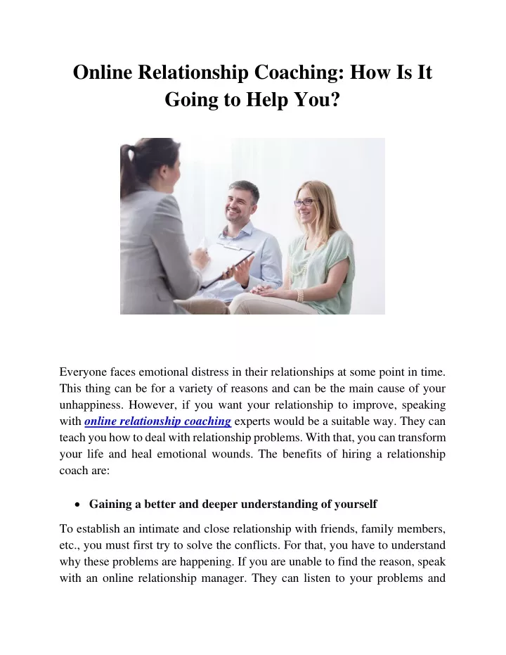 online relationship coaching how is it going