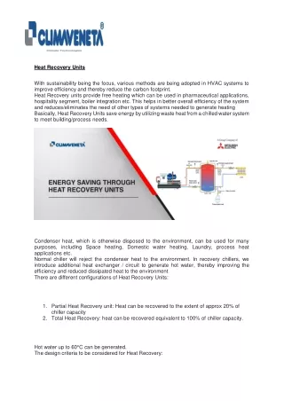 heat recovery units with sustainability being