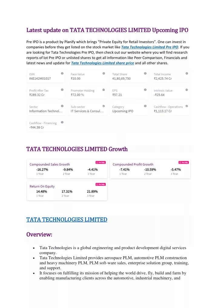 latest update on tata technologies latest update