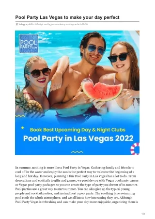 Pool Party Las Vegas to make your day perfect
