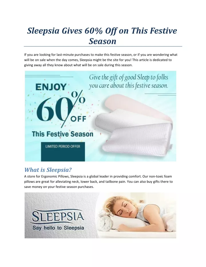 sleepsia gives 60 off on this festive season