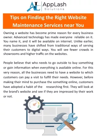 Tips on Finding the Right Website Maintenance Services near You