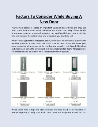 factors to consider while buying a new door