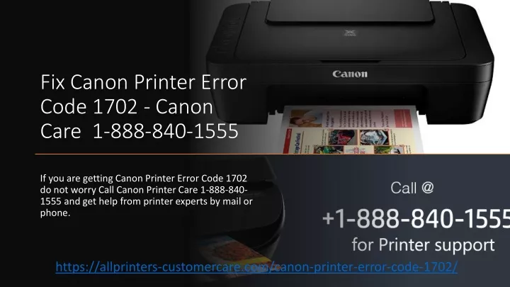 fix canon printer error code 1702 canon care 1 888 840 1555