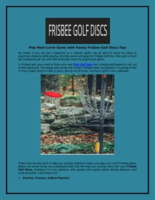 Play Next-Level Game with Handy Frisbee Golf Discs Tips