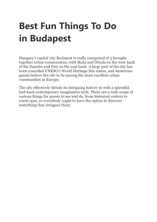 best fun things to do in budapest