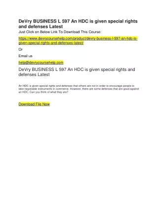 devry business l 597 an hdc is given special
