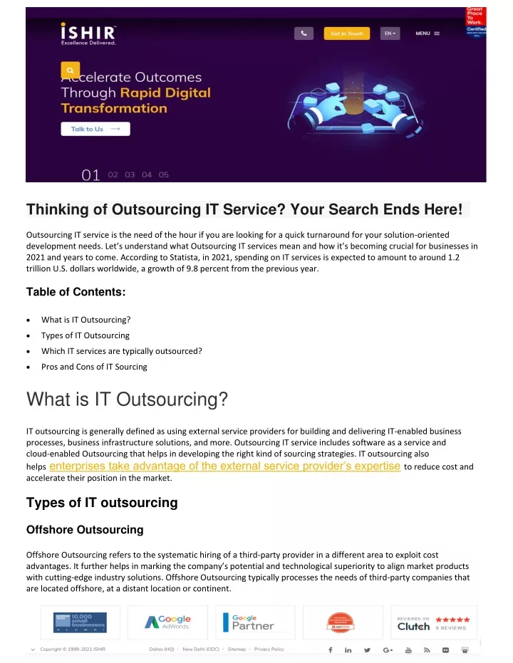 thinking of outsourcing it service your search