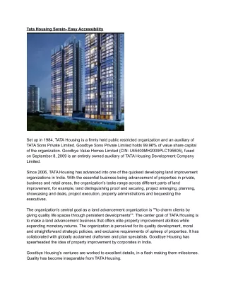 tata housing serein easy accessibility