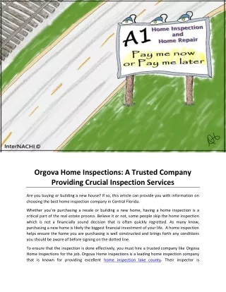 Orgova Home Inspections: A Trusted Company Providing Crucial Inspection Services