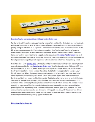 Doorstep Payday Loans no debit card.