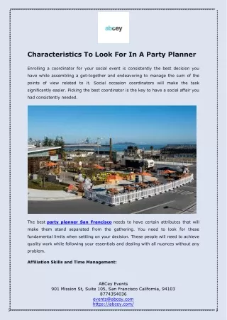 Characteristics To Look For In A Party Planner