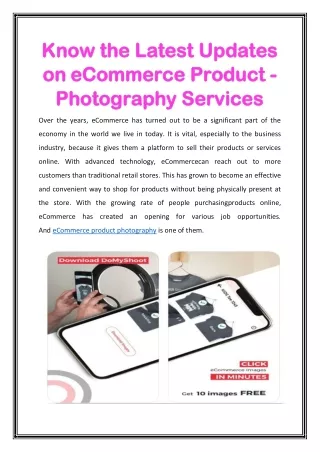 Know the Latest Updates on eCommerce Product - Photography Services