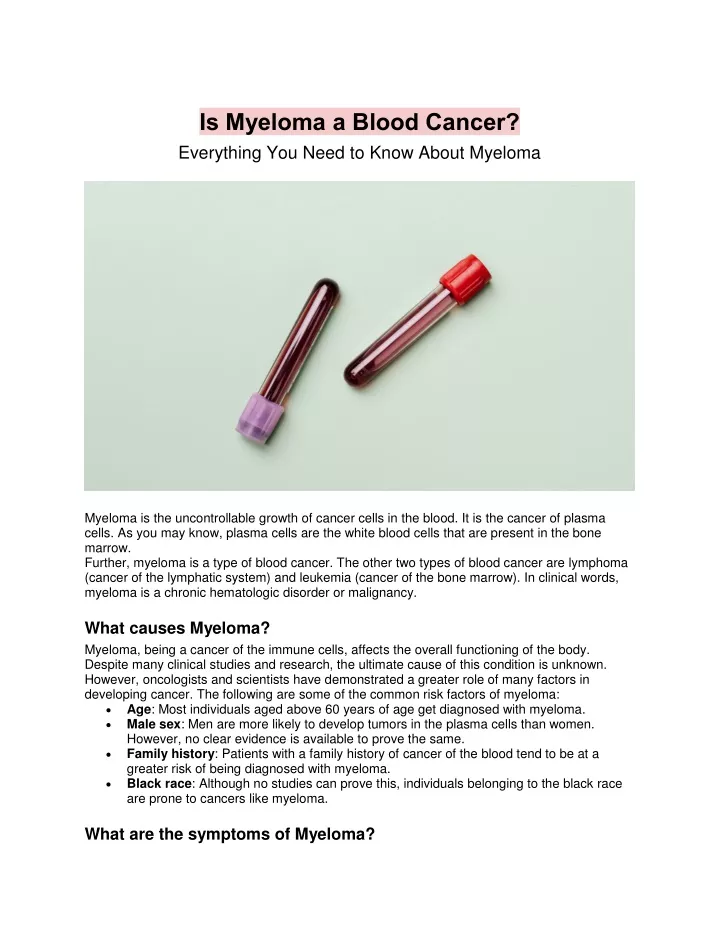 is myeloma a blood cancer everything you need