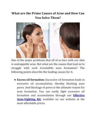 What are the Prime Causes of Acne and How Can You Solve Them