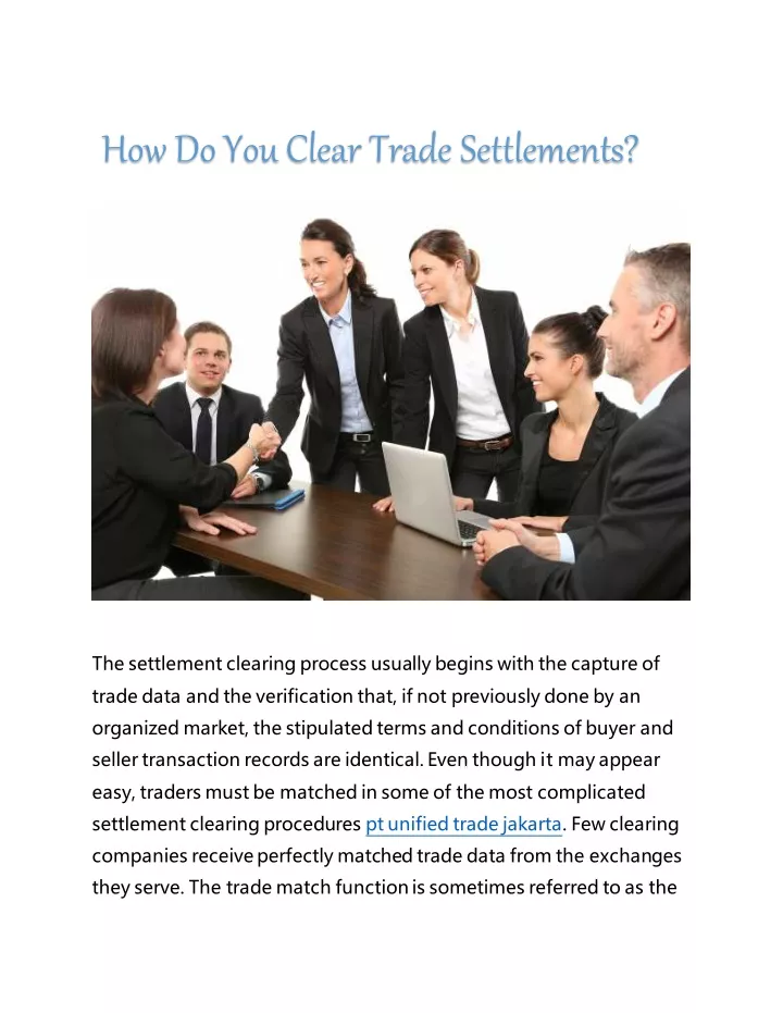 how do you clear trade settlements