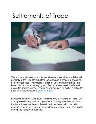 settlements of trade