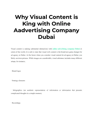 Why Visual Content is King with Online Aadvertising Company Dubai