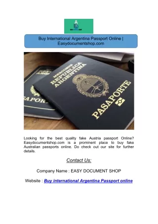 Buy International Argentina Passport Online | Easydocumentshop.com