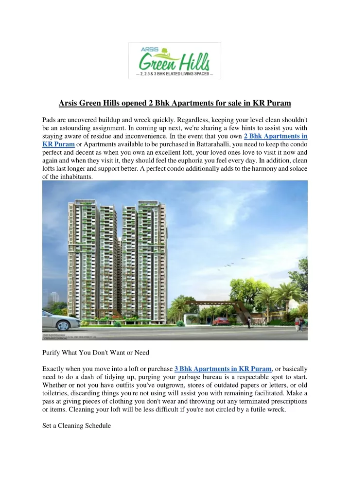 arsis green hills opened 2 bhk apartments