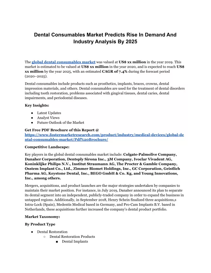 dental consumables market predicts rise in demand