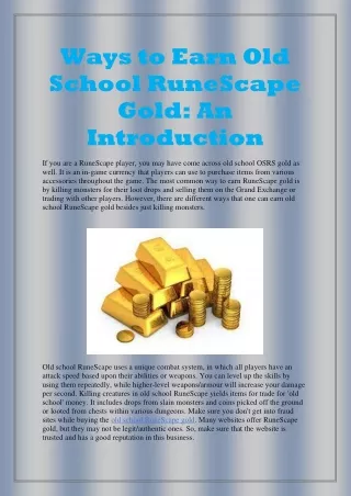 ways to earn old school runescape gold
