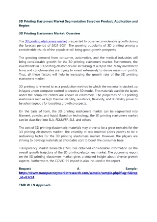 3d printing elastomers market segmentation based